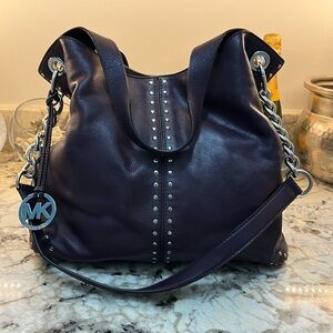 MICHAEL Michael Kors Purple Leather Studded Shoulder Bag